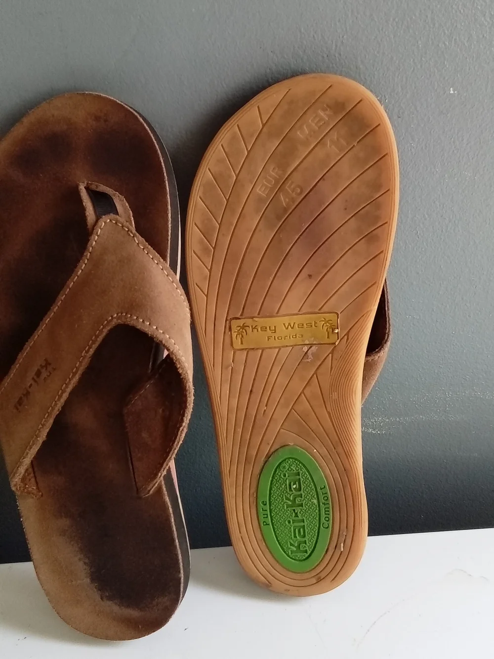 Kai-Kai Key‎ West Florida Mens Brown Comfort Flip Flops Thong Sandals Size 11
